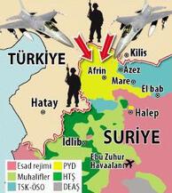 Afrin harekatında (Zeytin Dalı) son dakika gelişmesi: 153 hedef ateş altına alındı