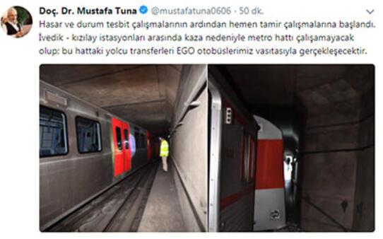 Ankara metrosunda kaza... Seferler yapÄ±lamÄ±yor