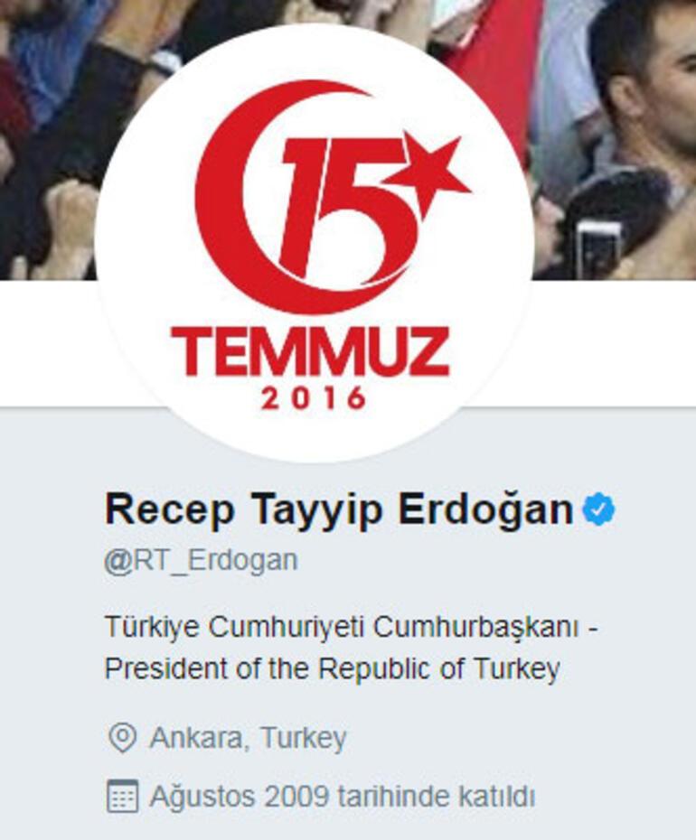 Erdoğandan 15 Temmuza özel profil fotoğrafı