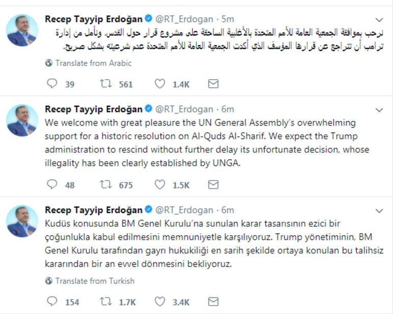 Tarihi karar sonrası Cumhurbaşkanı Erdoğandan üç dilde açıklama