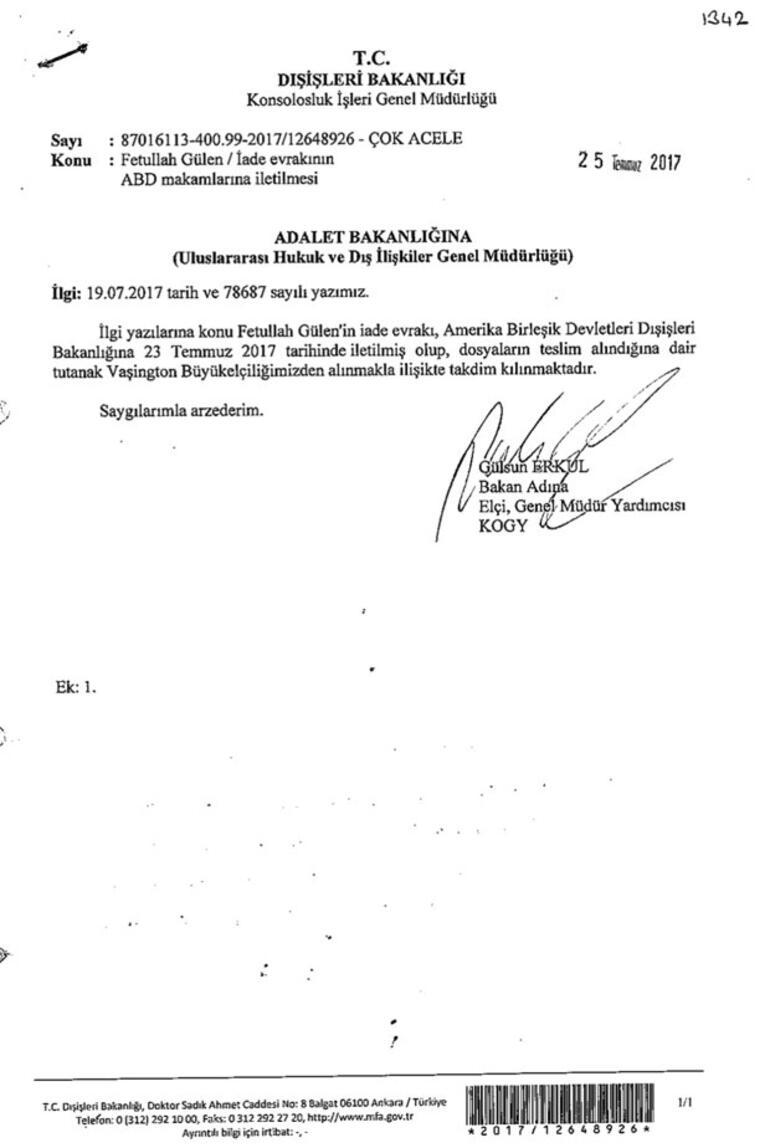 FETÖ elebaşı Gülenin iade belgeleri ortaya çıktı
