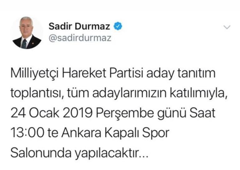 MHPde aday tanÄ±tÄ±m toplantÄ±sÄ±nÄ±n yapÄ±lacaÄÄ± tarih belli oldu