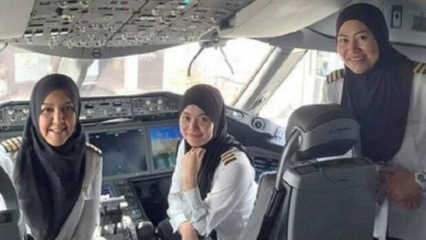 Bruneili kadın pilotlar Suudi Arabistan'a uçarak tarih yazdı