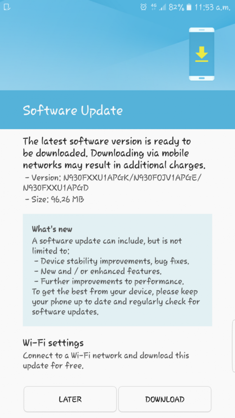 Galaxy Note 7 için ilk güncelleme yayınlandı