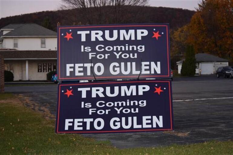 Pensilvanyada Trump senin için geliyor FETO Gülen pankartı açıldı