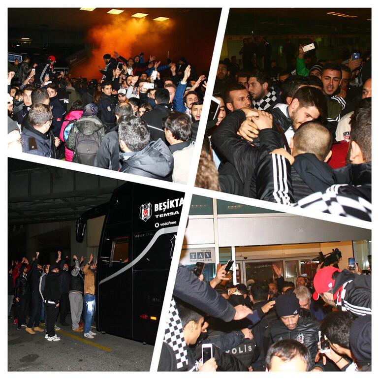 Beşiktaşın İstanbula dönüşünden müthiş görüntüler