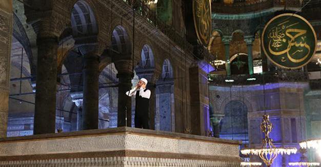 first call to prayer inside istanbul s hagia sophia in 85 years turkey news