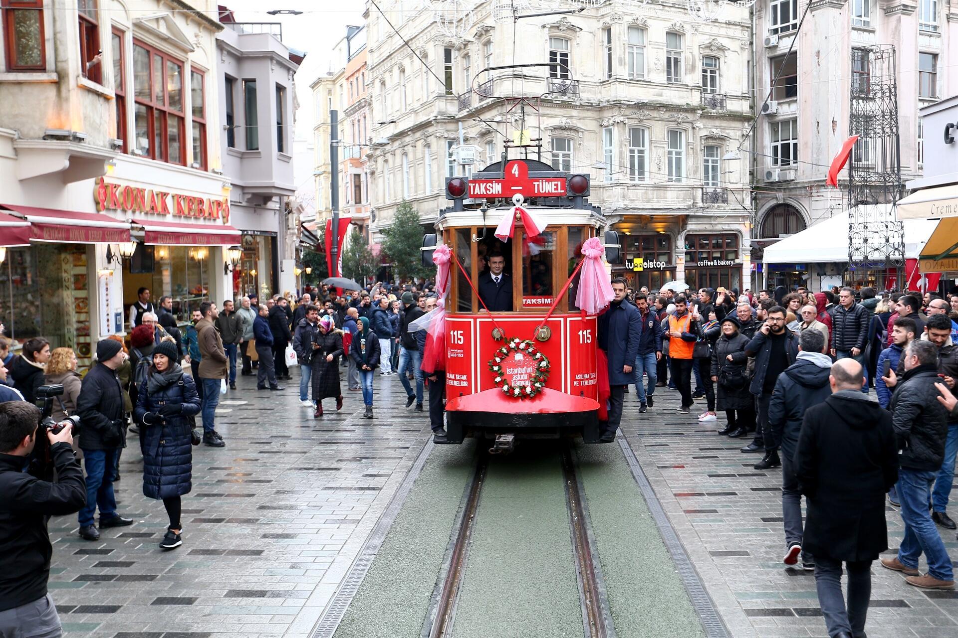 Historic tram on Istanbul’s İstiklal Avenue back in operation
