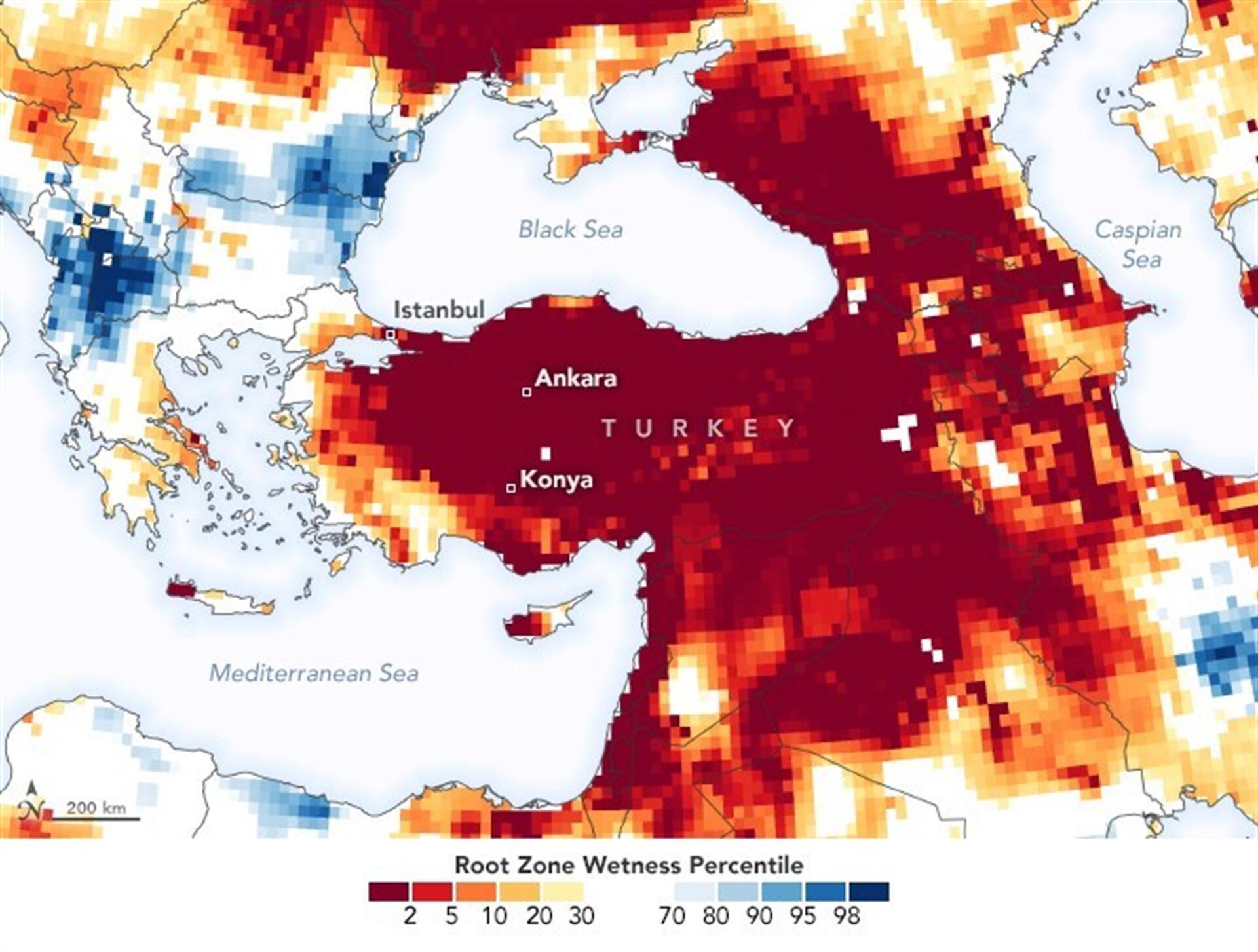 Turkey experiencing severe drought, NASA maps show