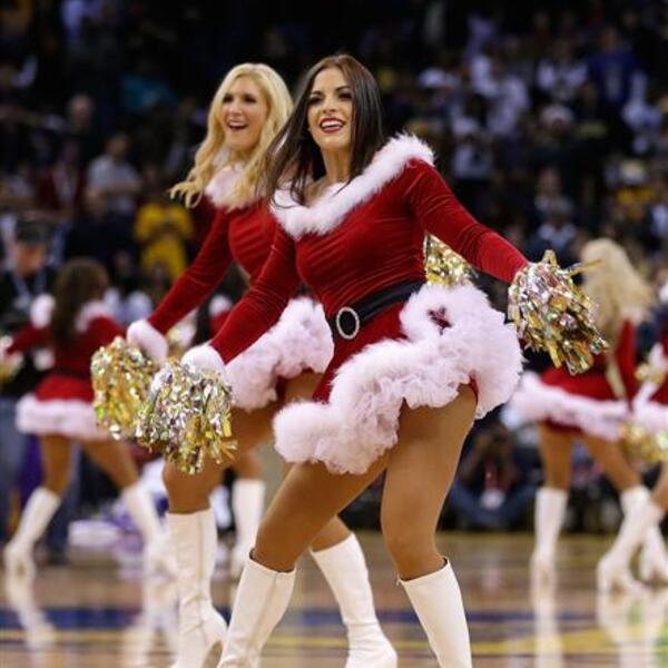 cheerleaders in santa outfits