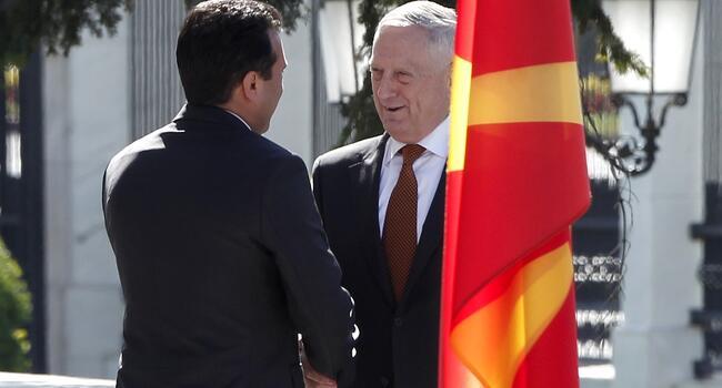 Mattis in Macedonia to counter ’Russian influence’ against name change