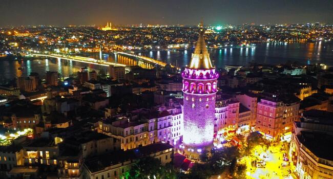 Galata Tower turns pink for breast cancer