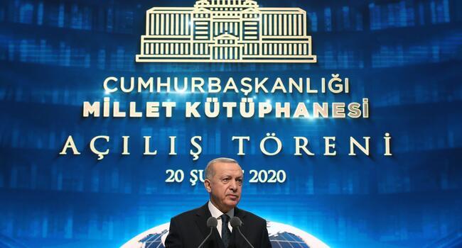 Erdoğan opens Turkey’s largest library under presidential complex