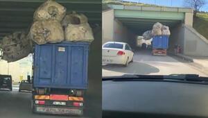 Sancaktepe'de kamyonetin trafikteki tehlikeli yolculuğu kamerada