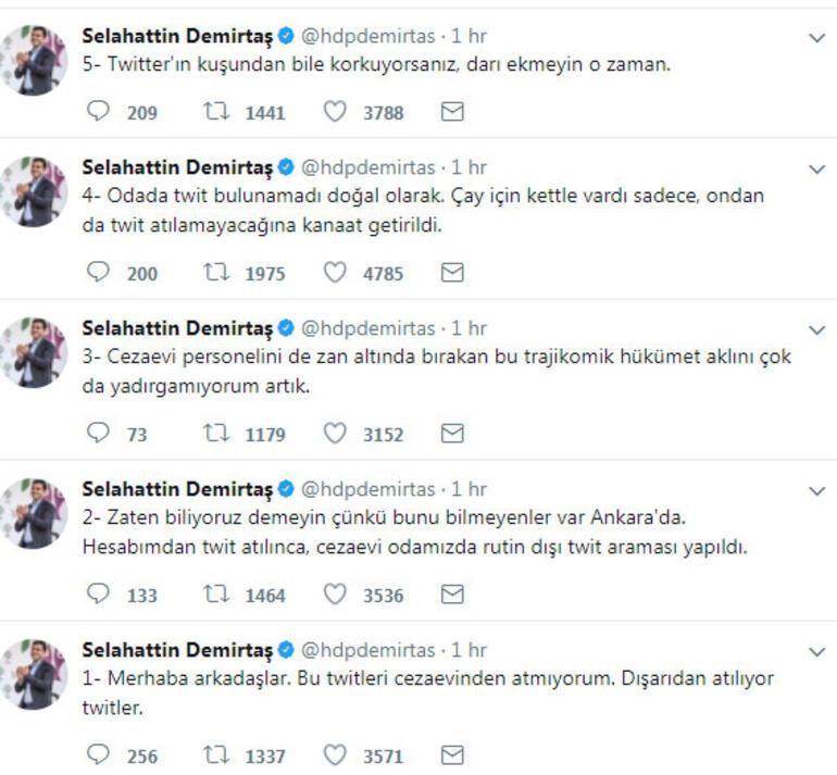 Selahattin Demirtaş’ın cezaevindeki odasında Twitter araması yapıldı