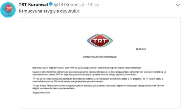 208 şarkı neden yasak TRTden ilk açıklama...