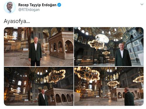 Son dakika... Ayasofya'ya sürpriz ziyaret! Cumhurbaşkanı Erdoğan paylaştı