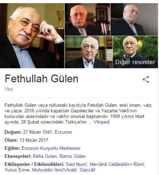 Google aramalarında Fethullah Gülenin ölüm tarihi yayınlandı