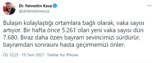 Son dakika: Sağlık Bakanı Fahrettin Koca'dan koronavirüs açıklaması: 'Vaka sayısı artıyor' deyip uyardı