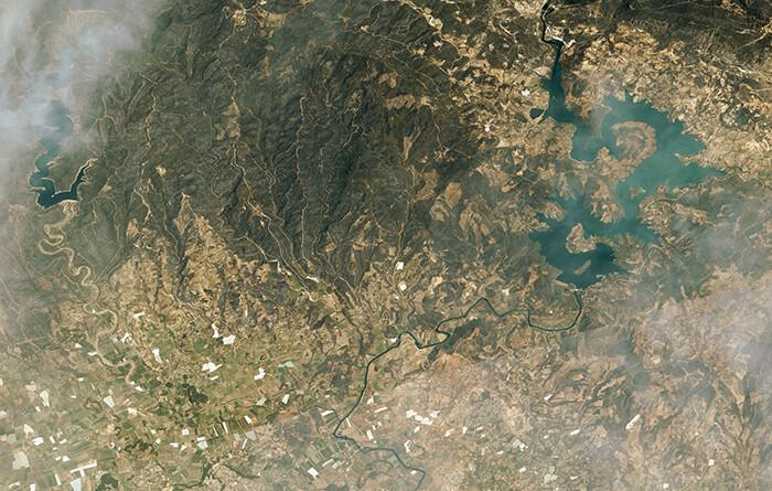 Göktürk uyduları, Manavgat ve Marmaris'teki orman yangınlarını uzaydan görüntüledi 